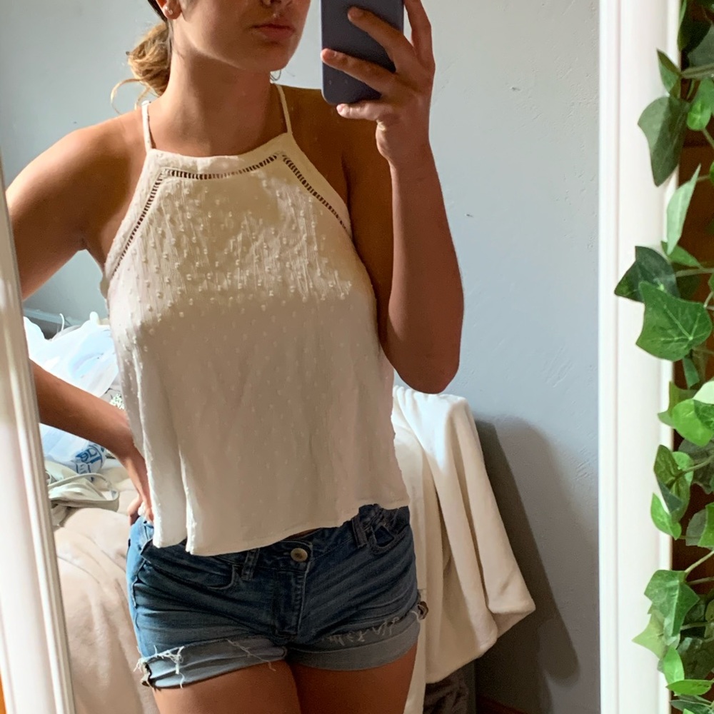 Hollister white cropped halter